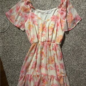 All in Favor Pink and Yellow Floral Dress